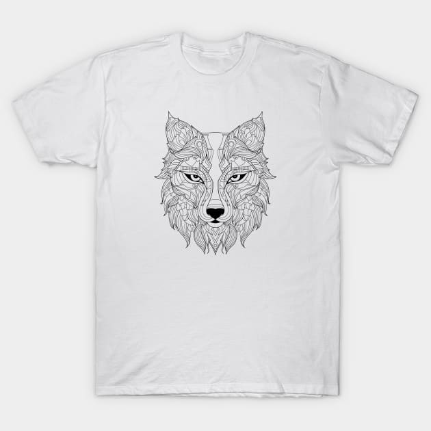 Abstract Wolf Vision: Dynamic Artistic Color Fusion T-Shirt by AmandaOlsenDesigns